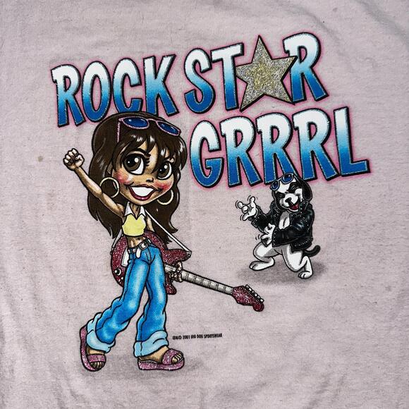Big Dogs Rock Star GRRRL Girl Y2K VTG T Shirt Bratz Dolls 2000s Pink Cute Punk - Picture 3 of 9